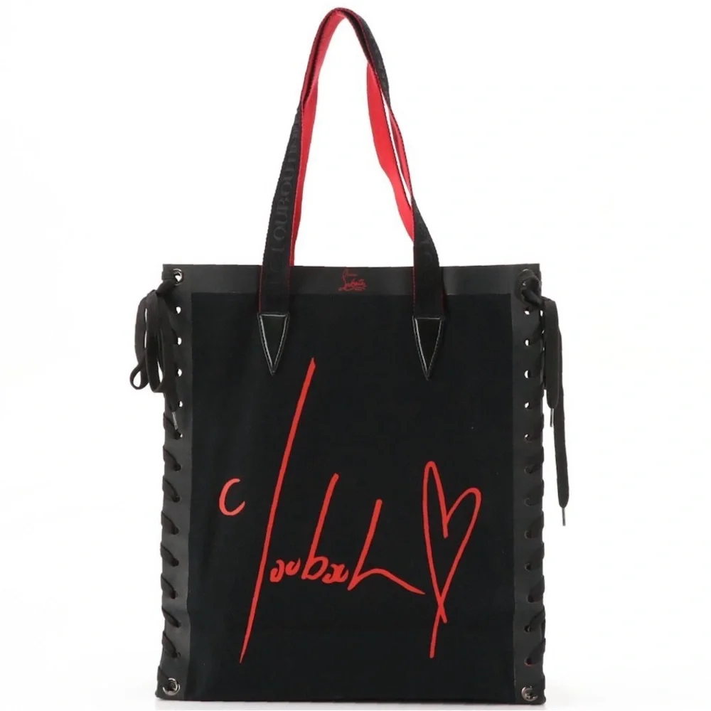 Christian Louboutin Cabalace Printed Canvas Tote Bag with Lace-Up Detailing